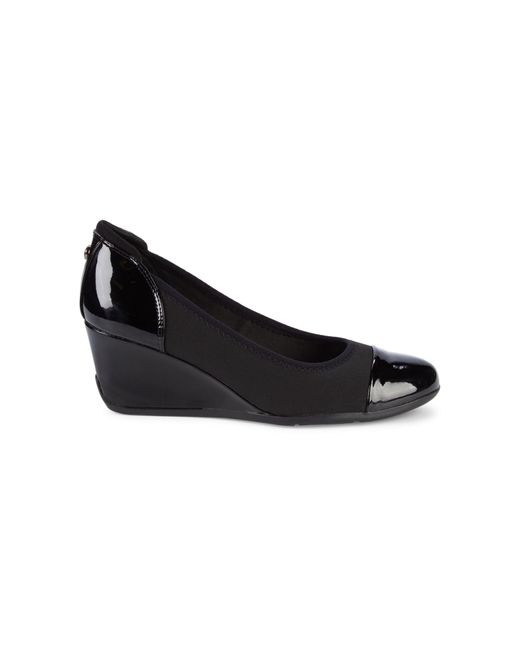 Anne klein black wedge shoes sales