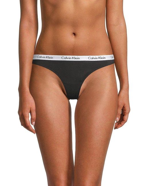 Calvin Klein Carousel Logo Cotton Thong Multipack Panty in White | Lyst