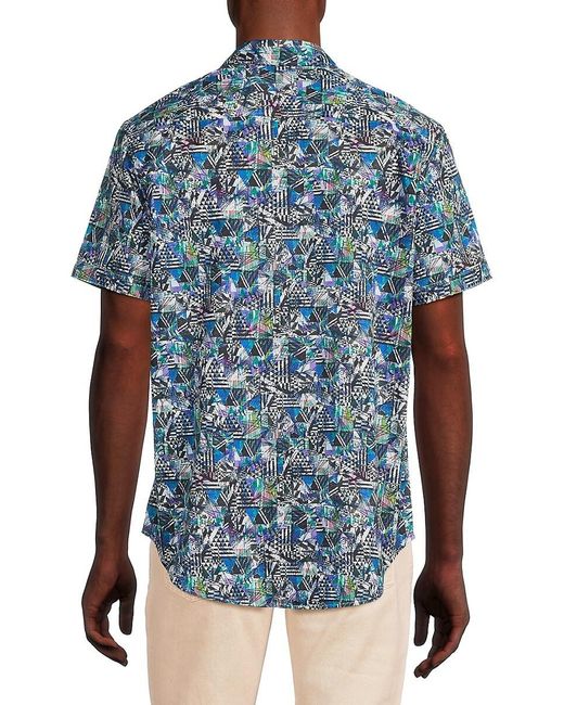 Robert Graham Blue Pullman Print Shirt for men