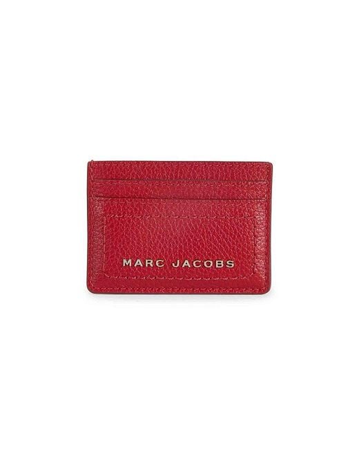 Marc Jacobs Logo Leather Card Case in Red