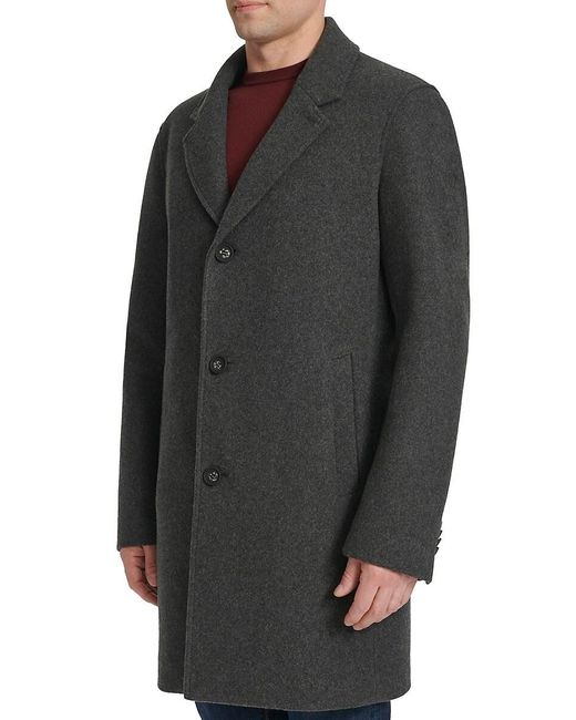 Cole Haan Gray Stretch-Wool Topcoat for men