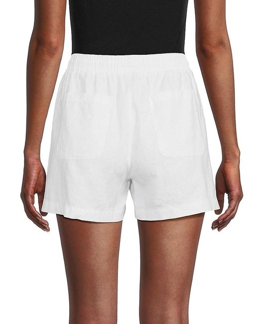 Saks Fifth Avenue White Drawstring 100% Linen Shorts