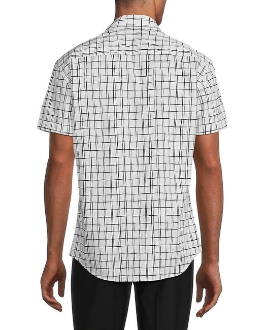 Bertigo White Check Short Sleeve Shirt for men