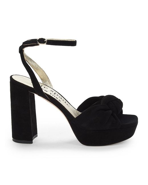 Kate Spade Confetti Knotted Suede Sandals in Black | Lyst