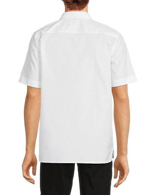 HUGO White Ebor Logo Short Sleeve Shirt for men