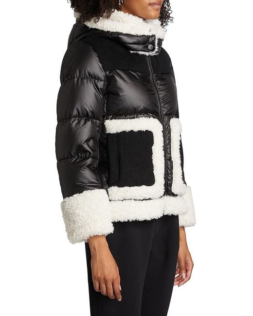 Mercer Collective Black Dana Mixed-media Hooded Down Coat