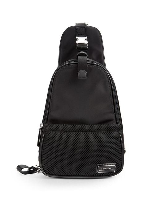 Calvin Klein Jessie Mesh Trim Crossbody Bag in Black | Lyst