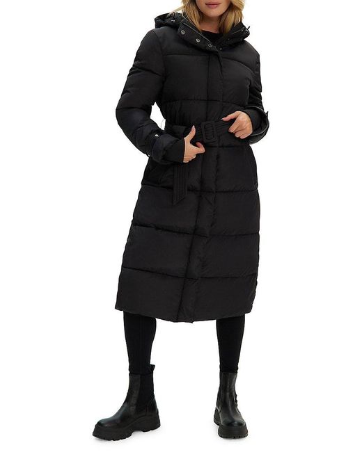 Noize Black Mara Belted Puffer Coat