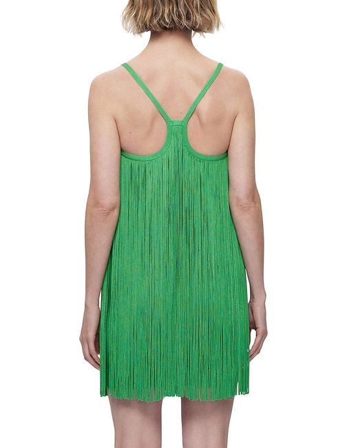 Hervé Léger Green Fringe Sweetheart Mini Dress