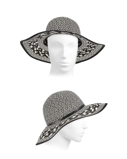 Karl Lagerfeld Gray Monochrome Paper Blend Sun Hat