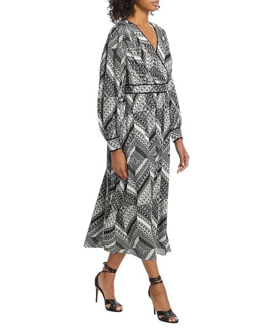 Tahari Multicolor The Caelan Printed Silk Midi-Dress