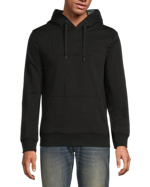 Buffalo David Bitton Black Fadol Logo Hoodie for men
