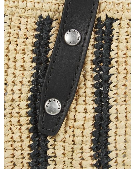 Rag & Bone Multicolor Raffia Leather Trim Tote Bag