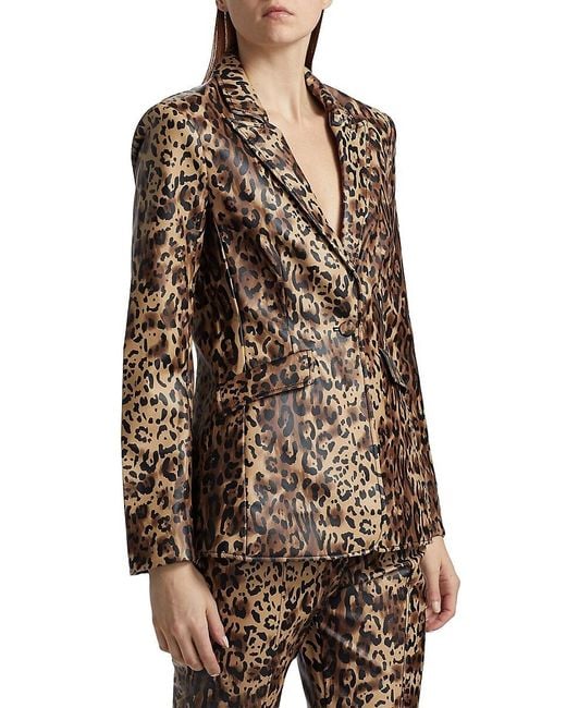 Cinq À Sept Brown Cheyenne Leopard Faux-Leather Blazer