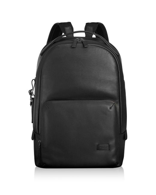 Tumi Black Harrison Webster Leather Backpack for men