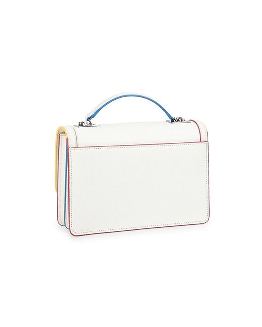 Karl Lagerfeld Gray Corinne Graphic Pin Leather Shoulder Bag