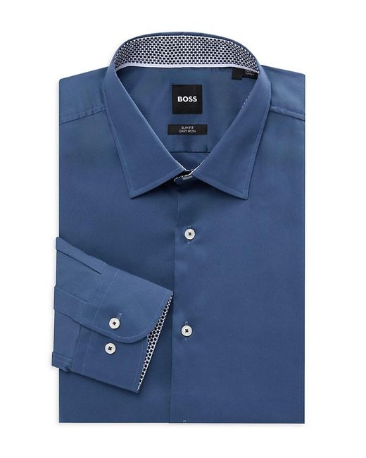 Boss Blue Hank Slim Fit Dress Shirt for men