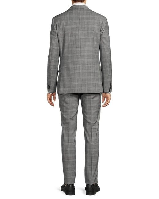 Tommy Hilfiger Gray Modern-fot Plaid Wool Blend Suit for men