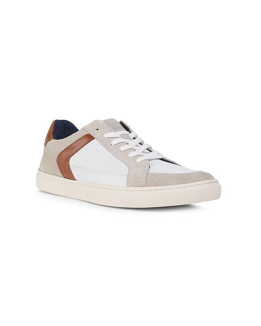 Steve Madden White Colorblocked Leather Low-Top Sneakers for men