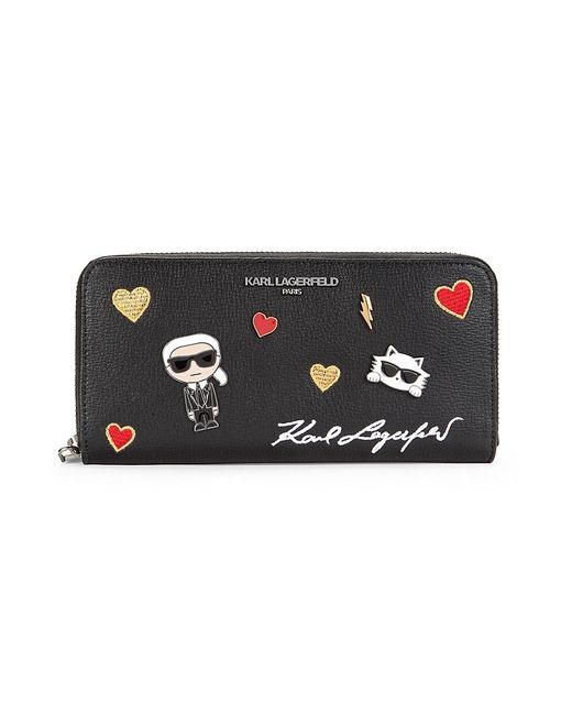 Karl Lagerfeld Black Maybelle Embellished Long Wallet