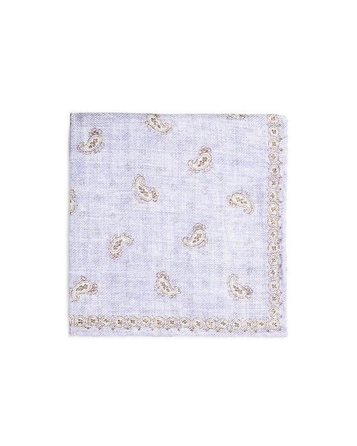 Brunello Cucinelli White Linen & Silk Paisley Pocket Square for men