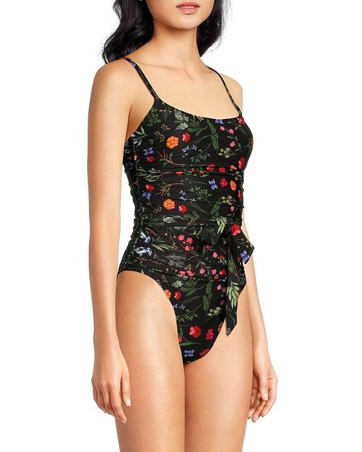 Hutch Purple Zenna Floral Ruched One Piece Swimsuit
