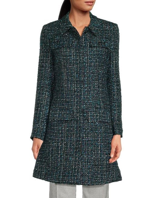 Karl Lagerfeld Longline Tweed Blazer Jacket in Green Lyst
