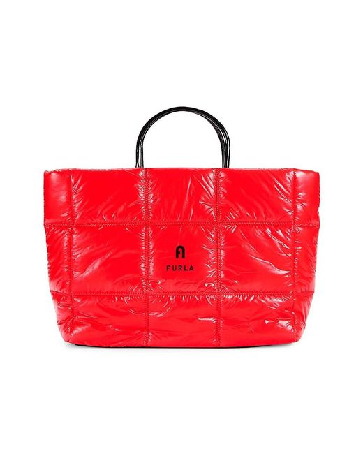 Furla Red Quilted Puff Tote