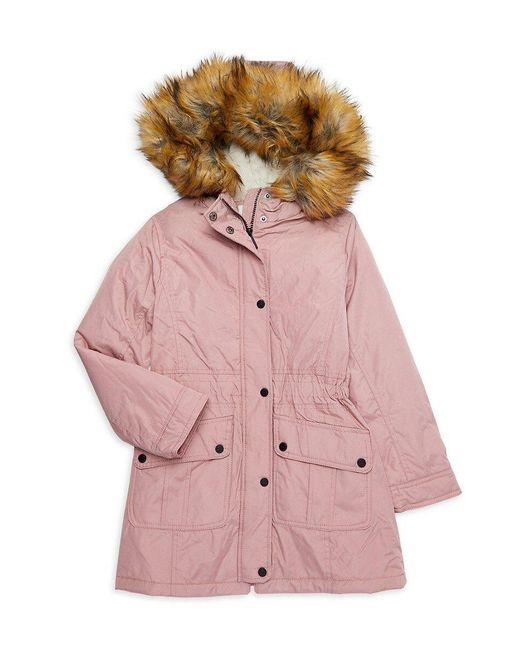 Urban Republic Pink Little Girl's Faux Fur Trim Hood Jacket