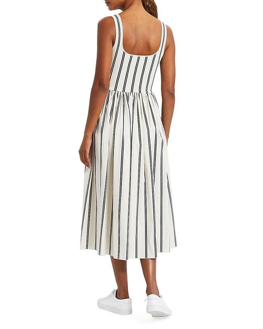 Theory White Striped Midi Dress