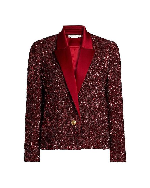 Alice + Olivia Red Devyn Sequin Blazer