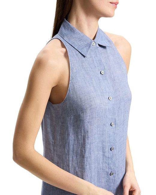 Theory Blue Chambray Button-Front Shirtdress
