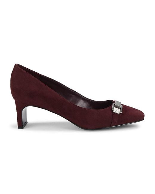 Calvin Klein Synthetic Microsuede Block-heel Pumps in Dark Red (Red) | Lyst  Australia