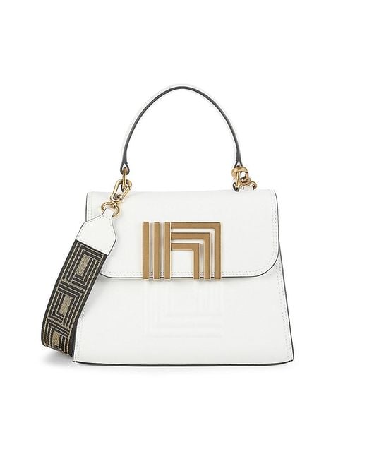 Karl Lagerfeld White Bernadine Leather Top Handle Bag