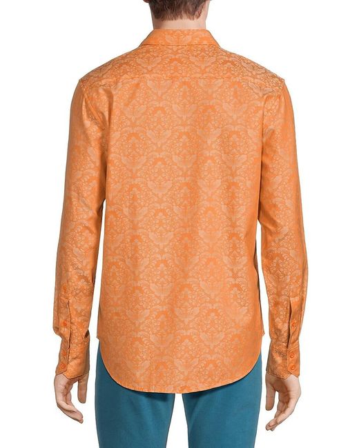 Robert Graham Orange Bayview Print Long Sleeve Shirt for men