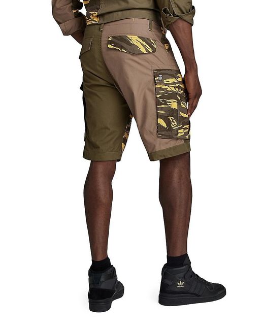G-Star Natural Rovic Colorblocked Cargo Shorts for men