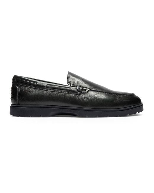Gernie NYC Black Apron Toe Leather Loafers for men