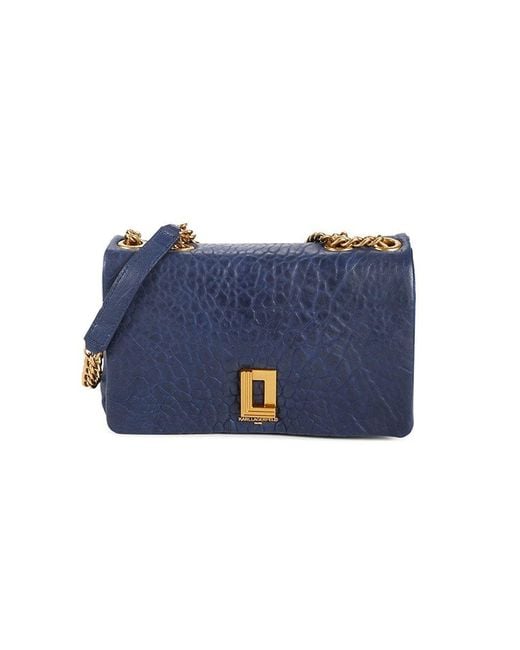 Karl Lagerfeld Lafayette Embossed Leather Chain Shoulder Bag in Blue Lyst