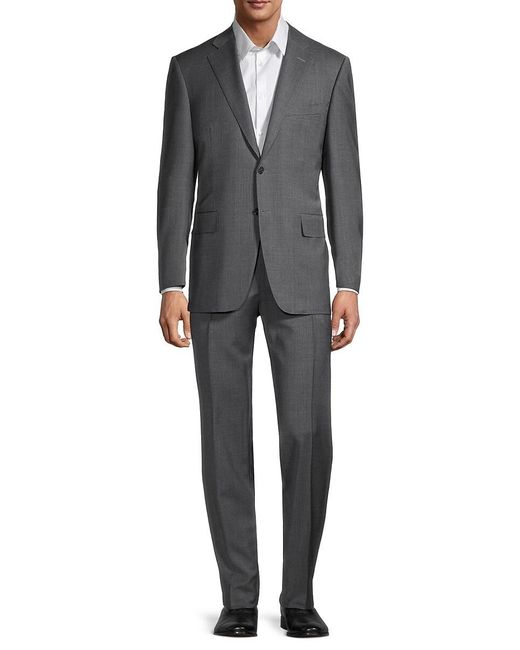 Canali Tonal Plaid Wool Suit in Dark Grey (Gray) for Men | Lyst