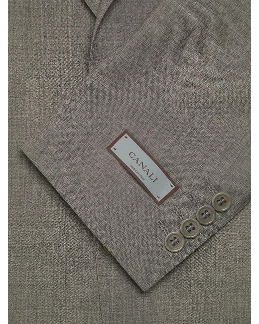Canali Gray Solid Wool Two-Button Modern-Fit Suit for men