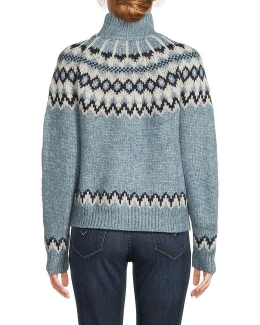 Joseph A Gray Fair Isle Mock Turtleneck Sweater