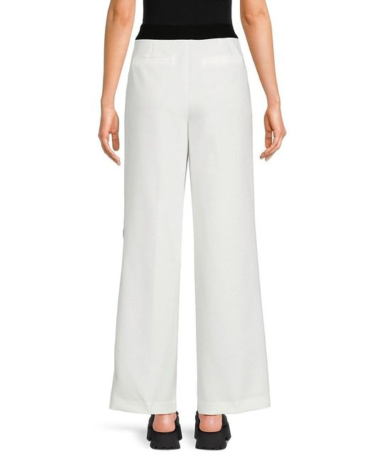 Karl Lagerfeld White Contrast Stripe Straight Pants