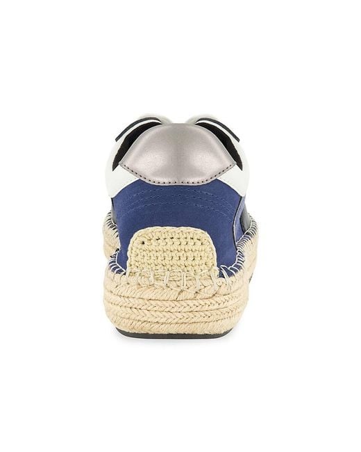 Karl Lagerfeld Blue Perforated Suede Low-Top Espadrille Sneakers for men