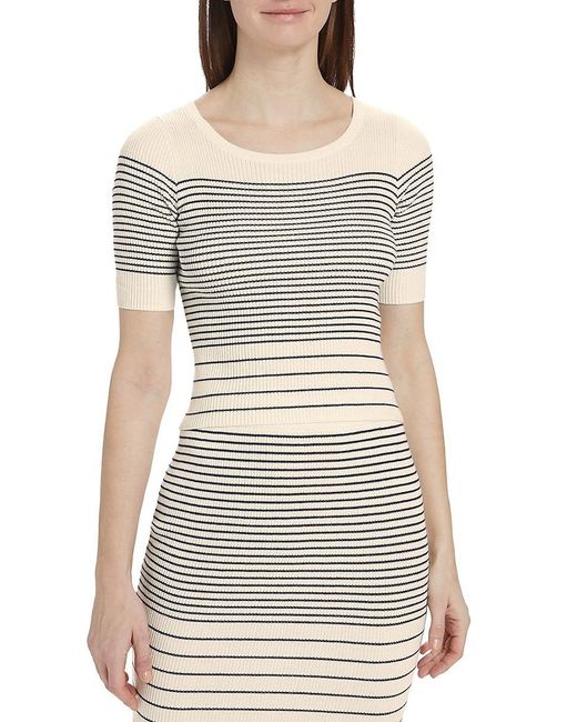 ATM Gray Striped Cotton & Silk Sweater