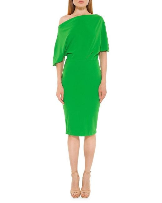 Alexia Admor Synthetic Olivia Draped One-shoulder Sheath Dress in Green ...