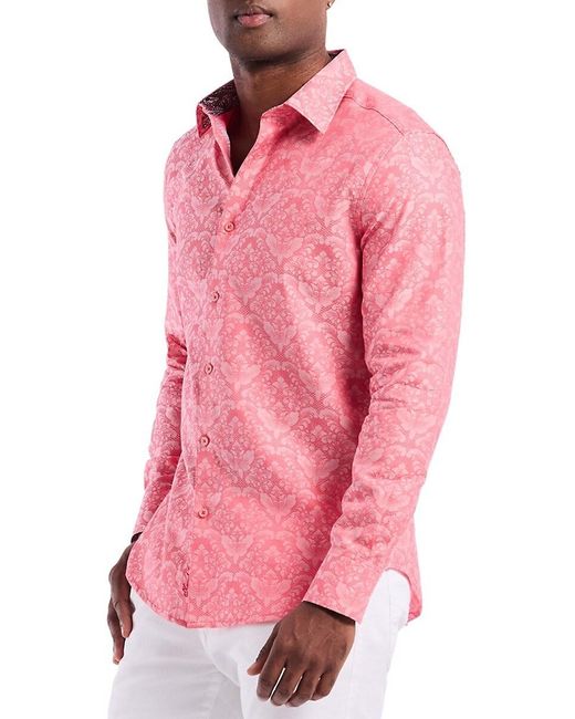 Robert Graham Pink Cotton Printed Shirt for men