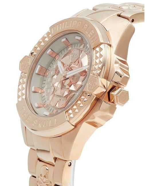 Philipp Plein Metallic $kull 41mm Rose Gold Tone Stainless Steel Bracelet Watch