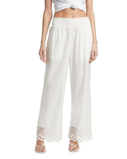 Rails White Henrik Cotton Scalloped Pants