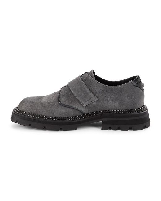 Karl Lagerfeld Black Suede Single Strap Buckle Monk Shoes for men