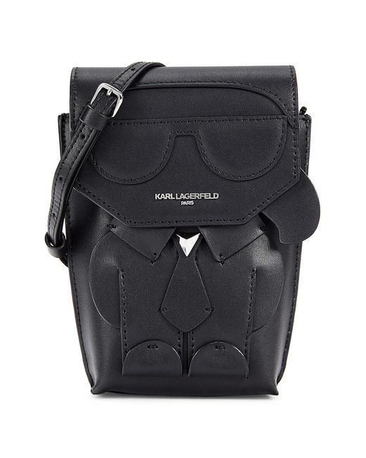 Karl Lagerfeld Black Ikons Leather Crossbody Bag